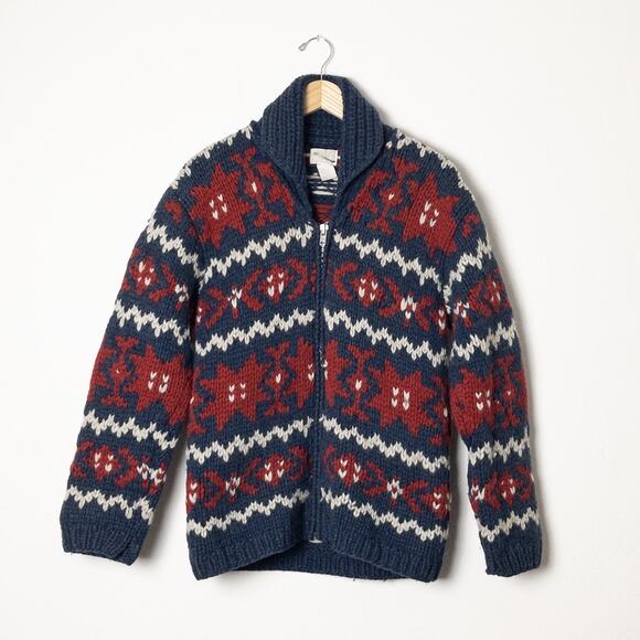 Vintage Moda Int’l Wool Snowflake Cowichan Sweater S - Picture 1 of 5